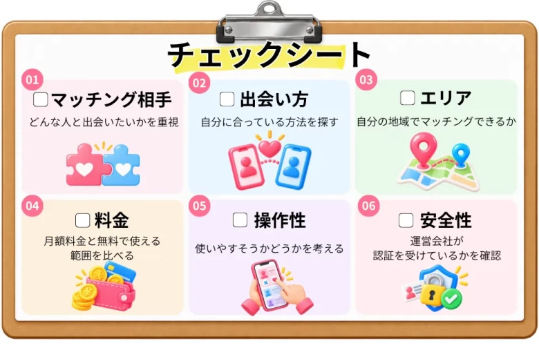 マッチングアプリの選び方チェックシート